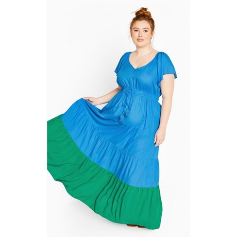 Women's Plus Size Colour Pop Dress - ocean | CITY CHIC - image 1 of 4