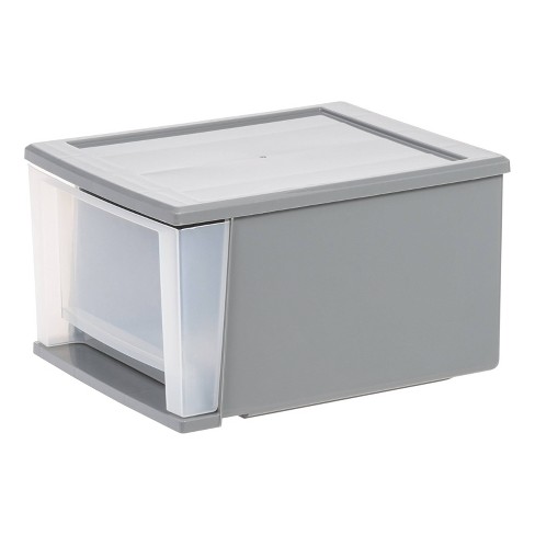 IRIS USA, 6QT Plastic Storage Modular Stacking Drawers, Set of 2 - White