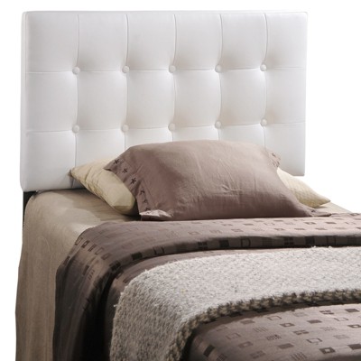 White Tufted Faux Leather Upholstered Twin Headboard
