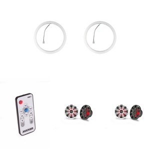 Kicker ( 2 Pair ) 45KM84L 8" LED Marine Speakers & 47KLSR8 8-Inch LED Spacer Rings & LED Remote Bundle - 1 of 4