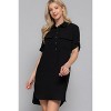 Slickblue Women’s Linen Effect Mini Dress, Roll-Up Sleeves, Straight Style, Black/Sand, Size S–L - 4 of 4
