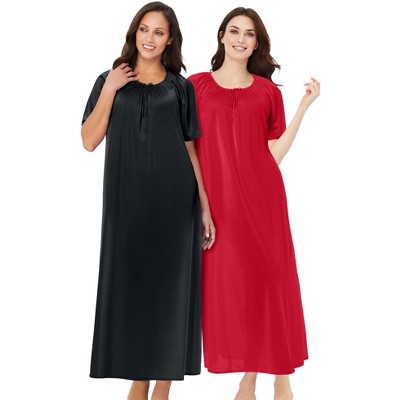 Only Necessities Plus Size 2-Pack Long Silky Gown