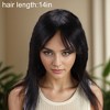 Unique Bargains Women's Long Hair Straight Bangs Hair Wig Real Human Hair Black 1 Pc - 4 of 4