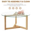 Zeus & Ruta Modern Round Glass Coffee Table with Sturdy Wood Base - 4 of 4