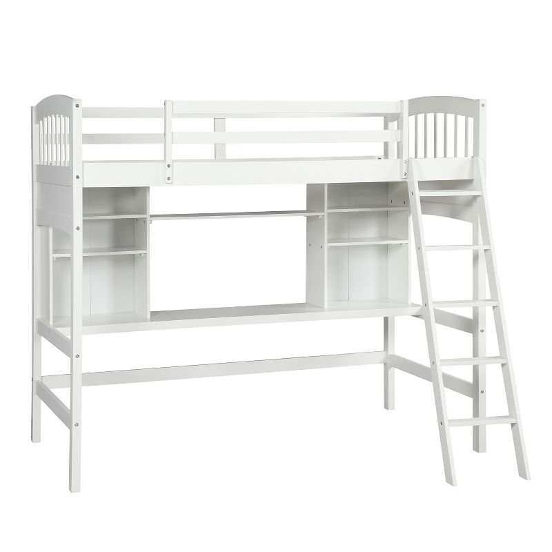 Twin size Loft Bed with Storage Shelves, Desk and Ladder - ModernLuxe, 4 of 10