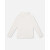 Deux par Deux Girl Super Soft Ribbed Mock Neck Top Off-White - 3 of 4