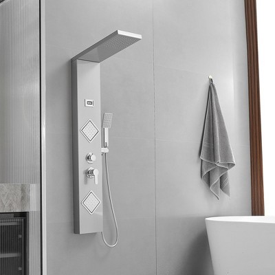 52'' Nickel Chrome Rainfall Shower Panel System with Body Jets