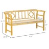 Wooden Patio Bench, Outdoor Garden Bench with Backrest and Armrests, 3 Person Porch Bench with Rustic Country Diamond Pattern - 3 of 4