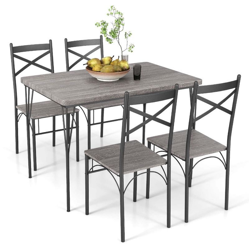 Costway 5-Piece Dining Table Set Modern Rectangular Dining Table & 4 Dining Chairs Set, 1 of 11