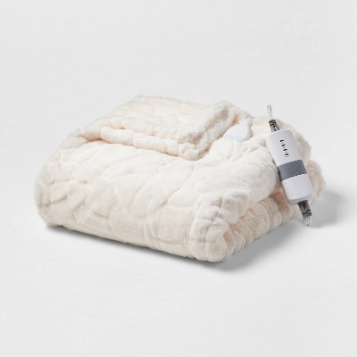 Faux Fur Electric Throw Blanket Ivory - Threshold™