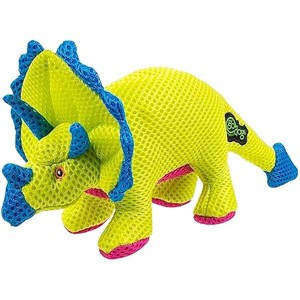 goDog Double Chew Guard Mesh Dinos Frills Squeaky Dog Toy - Yellow, Small - 1 of 1
