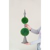 NicBex Double Sphere Boxwood Topiary in Cream Pot, Metal Frame Faux Plant for French Country Home Decor, Two-Tiered Design, Green - 3 of 4