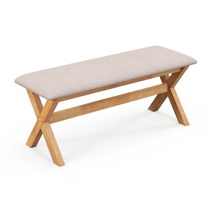 Tangkula Upholstered Entryway Bench w/ Thick Padded Seat End of Bed Bench for Bedroom - 1 of 4