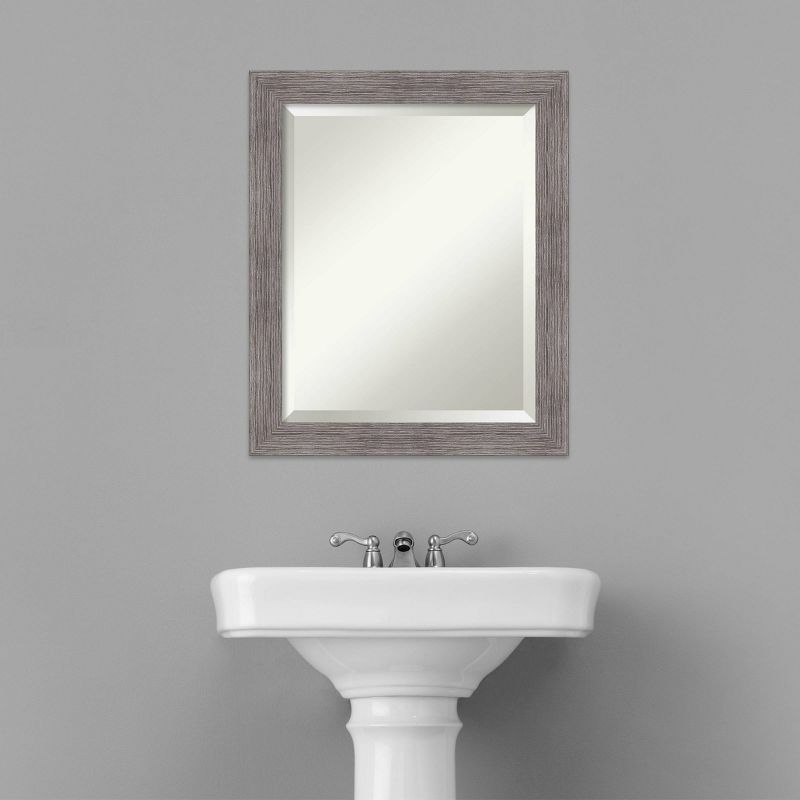 Pinstripe Narrow Framed Bathroom Vanity Wall Mirror Gray - Amanti Art, 5 of 9