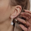 Sterling Silver Huggie Hoop Earrings with Oval CZ Charm, Hypoallergenic Bridal & Christmas Gift - 2 of 4