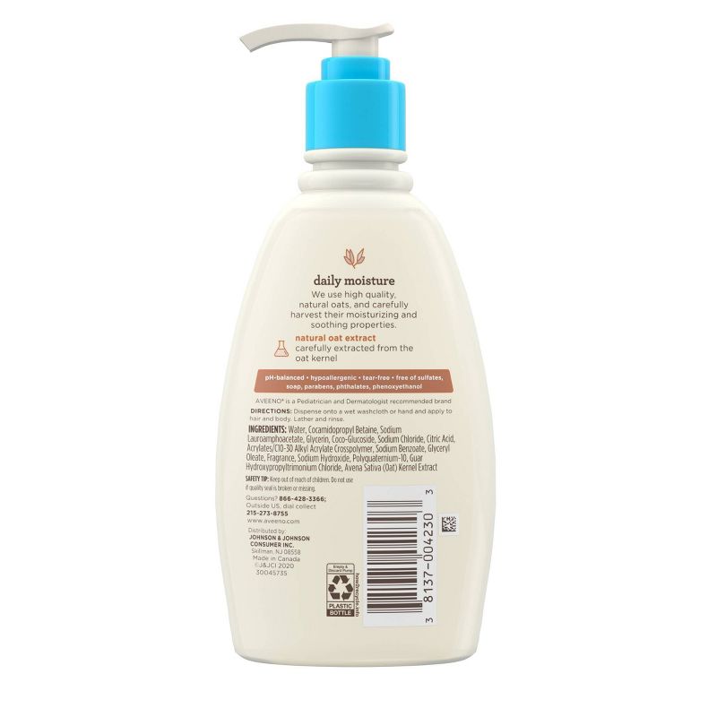 Aveeno Baby Daily Moisture Gentle Body Bath Wash &#38; Shampoo - Lightly Scented - 12 fl oz, 4 of 9