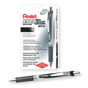 Pentel® EnerGel RTX Retractable Liquid Gel Pen, (0.7mm) Metal Tip, Medium Line, Black Ink, 1 Dozen - 1 of 3