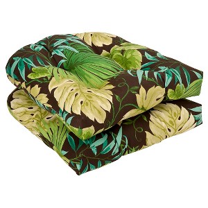 Outdoor 2-Piece Chair Cushion Set - Brown/Green Floral