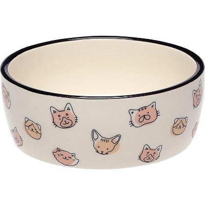 Ceramic Pet Bowl – Cute Cat Dish for Food or Water, Whisker Friendly, Non-Slip, 16oz, Microwave and Dishwasher Safe, Cat Face Design