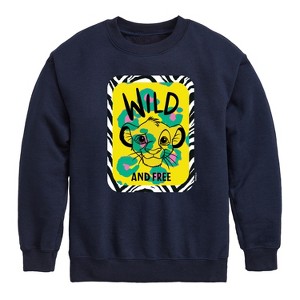 Boys' - Disney - Wild & Free Simba Graphic Long Sleeve Fleece Sweatshirt - 1 of 4