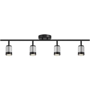Pro Track 4-Light Heads LED Ceiling or Wall Track Light Fixture Kit GU10 Dimmable Black Brushed Nickel Finish Modern Kitchen Bathroom 34 Wide - 1 of 4