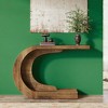 KTMBDW 43.3" Mid-Century Modern Console Table for Entryway, Wood C-Shaped Hallway Entry Accent Table for Living Room, Entrance, Foyer, Brown - 2 of 4