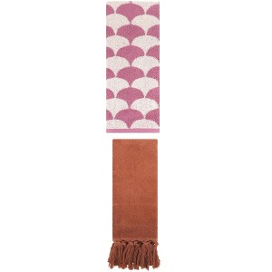 REGALWOVEN 2 Packs Cotton Geometric and Solid Absorbent Soft Hand Towel for Bathroom Kitchen - 1 of 4