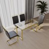 5-Piece Dining Set with Glass Table and Upholstered Chairs - 3 of 4
