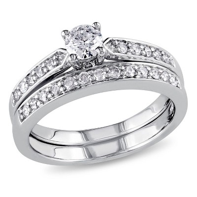 EVERLY JEWELRY | Sterling Silver 1/2 CT Diamond TW Bridal Set Ring