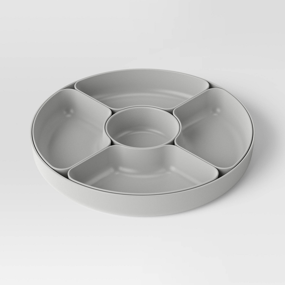 5-Section Serving Platter Set Light Gray - Room Essentials™ Recycled Plastic, Microwave & Dishwasher Safe
