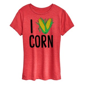 Women's - Instant Message - Valentine's Day I Heart Corn Short Sleeve Graphic T-Shirt - 1 of 4