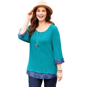 Catherines Women's Plus Size Impossibly Soft Duet Tunic - 1 of 4