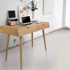 Desk with USB Ports Natural Oak - Flora Home: Pine Wood Construction, 40" Width, Integrated Drawers - 4 of 4