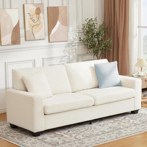 83" Modern 3-Seater Sofa, Deep Seat Couch with Wide Armrest, Removable Washable Cushion Cover, Boucle Fabric, Cozy Couch for Living Room or Apartment - 1 of 4