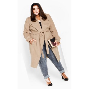 Women's Plus Size Isabella Coat - buff | CITY CHIC - 1 of 4