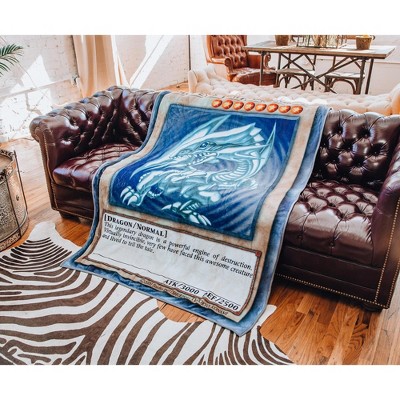 Yu-Gi-Oh! Blue-Eyes White Dragon Fleece Throw Blanket 45 x 60 Inches