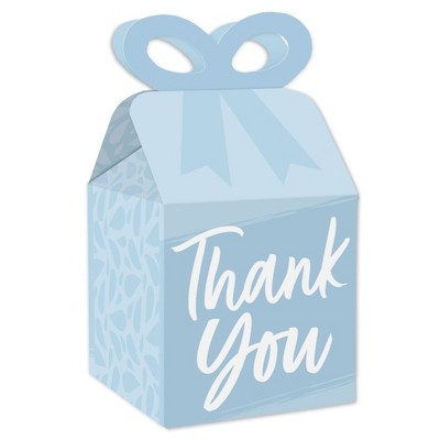 Big Dot of Happiness Dusty Blue Elegantly Simple - Square Favor Gift Boxes - Guest Party Favors Bow Boxes - Set of 12