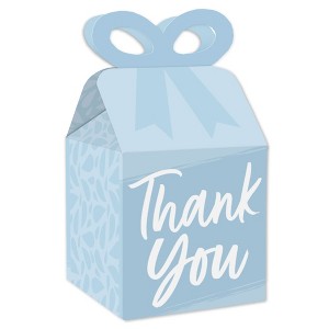 Big Dot of Happiness Dusty Blue Elegantly Simple - Square Favor Gift Boxes - Guest Party Favors Bow Boxes - Set of 12 - 1 of 4