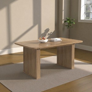 Mshliw Extendable Dining Table with Aged Wood Grain, Vertical Stripes, Seats 6–10, 78.74" Length, Sofa Table, for Large Spaces (only table) - 1 of 4
