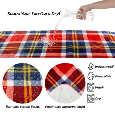 Large Red Plaid Waterproof Outdoor Pet Blanket