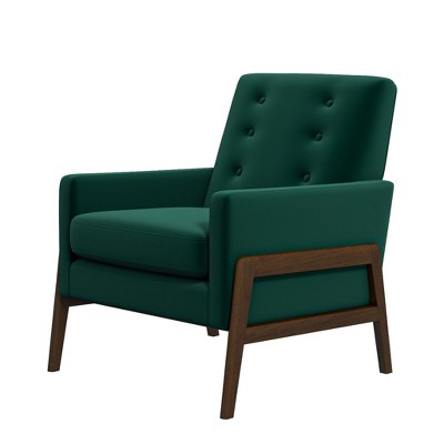 NicBex Velvet Accent Chair,Upholstered Living Room Chairs with Button Tufted Back and Wood Legs,Mid-Century Armchair,Club Chairs for Living Room
