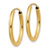 Black Bow Jewelry 2mm x 21mm 14k Yellow Gold Polished Round Endless Hoop Earrings - 2 of 4