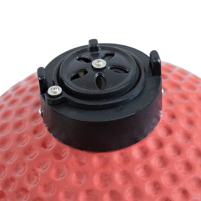 Red Ceramic Tabletop Kamado Charcoal Grill with Smoker