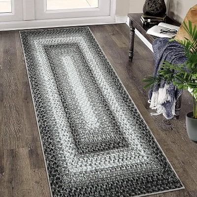 Entryway Rug Small Throw Rug Machine Washable Floor Cover Braided Printed Area Rug Indoor Non Slip Farmhouse Rug Boho Accent Rug