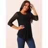 Seta T Women's Crewneck 3/4 Sleeve Pleated Casual Knit Shirts Tunic Tops - 2 of 4