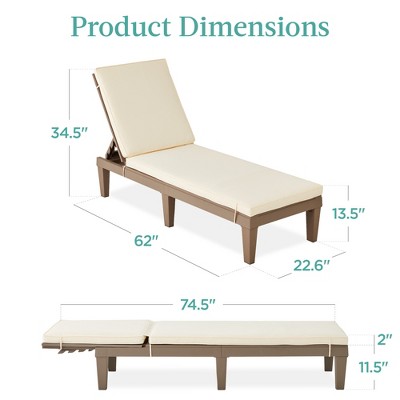 Brown Resin Outdoor Chaise Lounger with Ivory Cushion