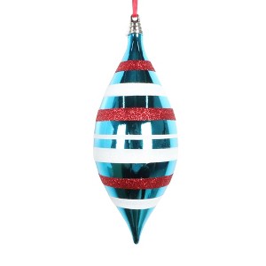 Vickerman Turquoise Shiny Red and White Glitter Ornament - 1 of 1