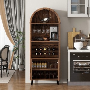GDFStudio Mira Farmhouse 71" Wood Wine Rack with Wine Glass Holder - 1 of 4