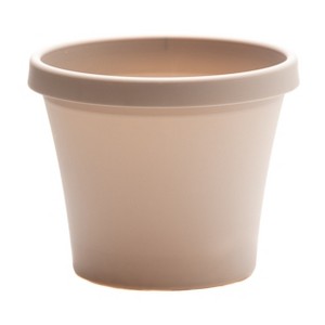 Bloem Terra 8" Diameter Round Resin Planter Pot with Pre-Drilled Drainage Holes for Indoor and Outdoor Gardening, Pebblestone Beige - 1 of 4