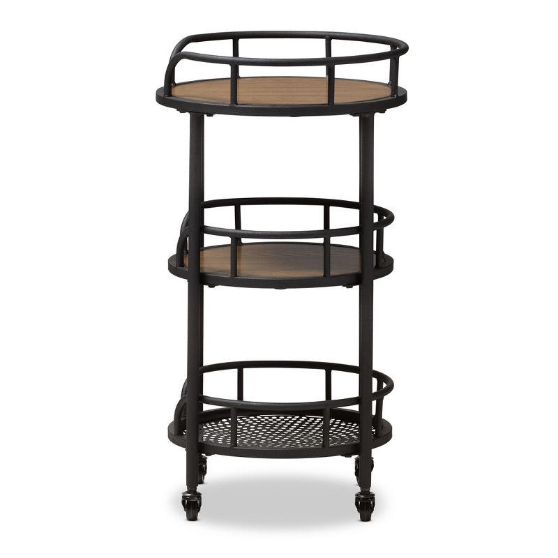 Bristol Rustic Industrial Style Metal and Wood Mobile Serving Cart - Brown - Baxton Studio, 4 of 8